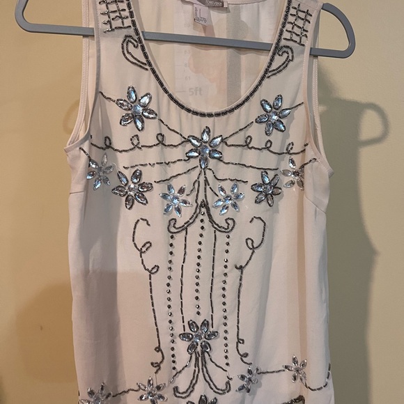 Forever 21 Embellished Beaded Tank Top – Ivory – Size S – Rhinestone - Picture 3 of 3